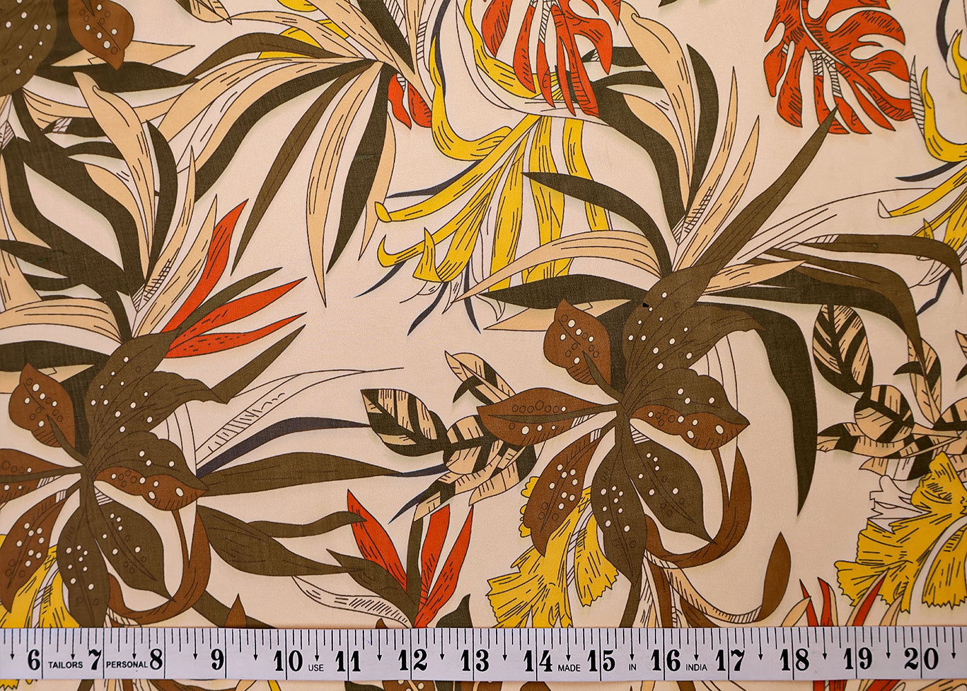 White Organza Fabric with All Over Abstract Print 14771