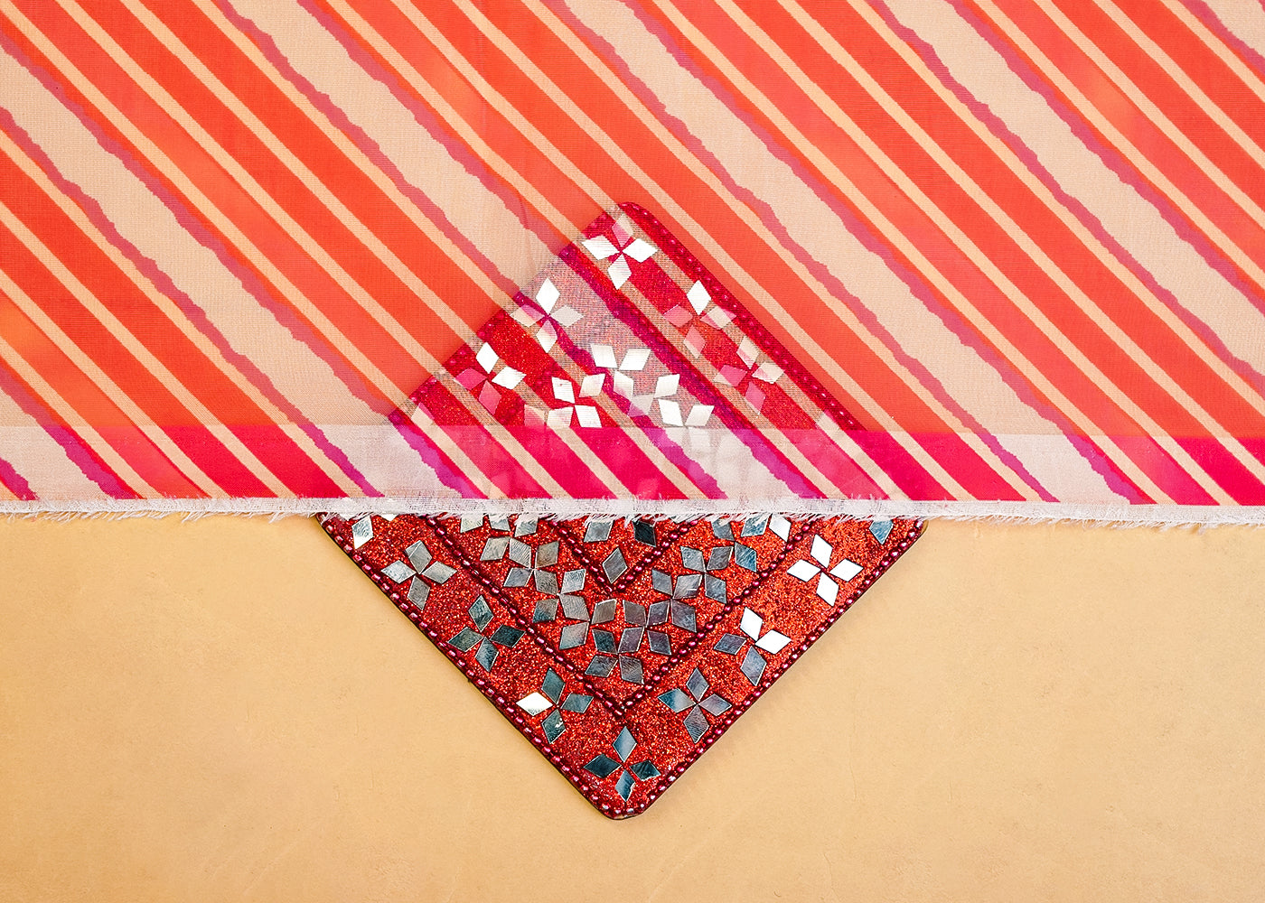 Pink Organza Fabric with All Over Geometric Print 14772