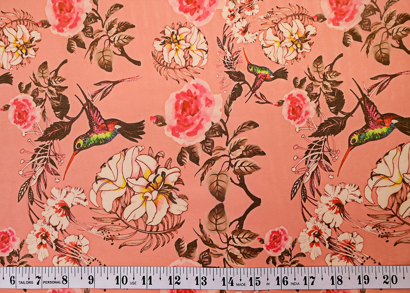 Baby Pink Organza Fabric with All Over Floral Print 14774