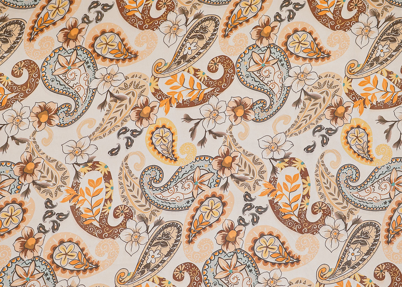 Off White Organza Fabric with All Over Traditional Print 14775