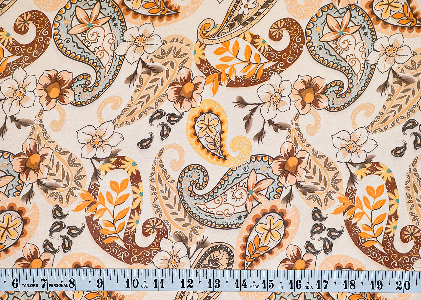 Off White Organza Fabric with All Over Traditional Print 14775