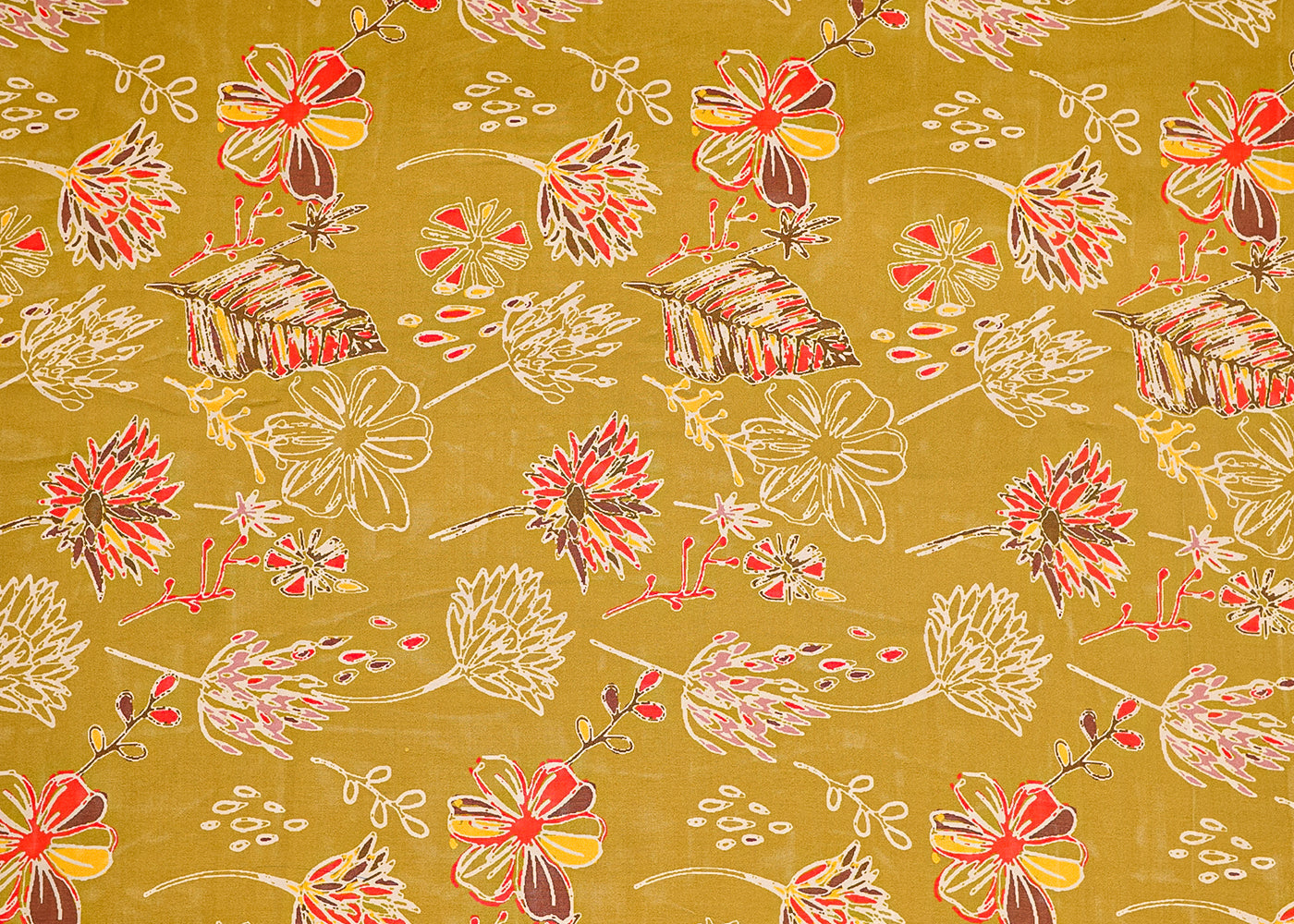 Mehendi Green Organza Fabric with All Over Floral Print 14776