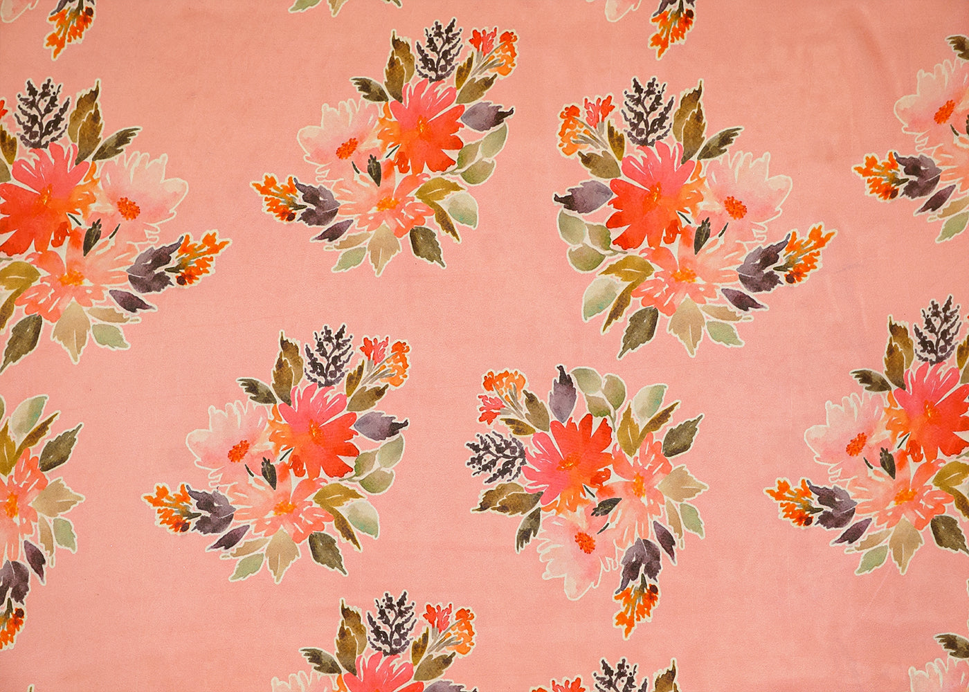 Light Pink Organza Fabric with All Over Floral Print 14782