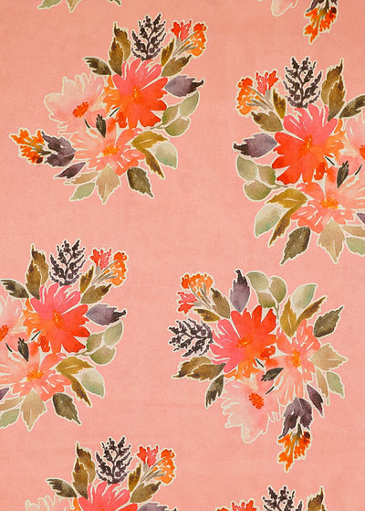 Light Pink Organza Fabric with All Over Floral Print 14782