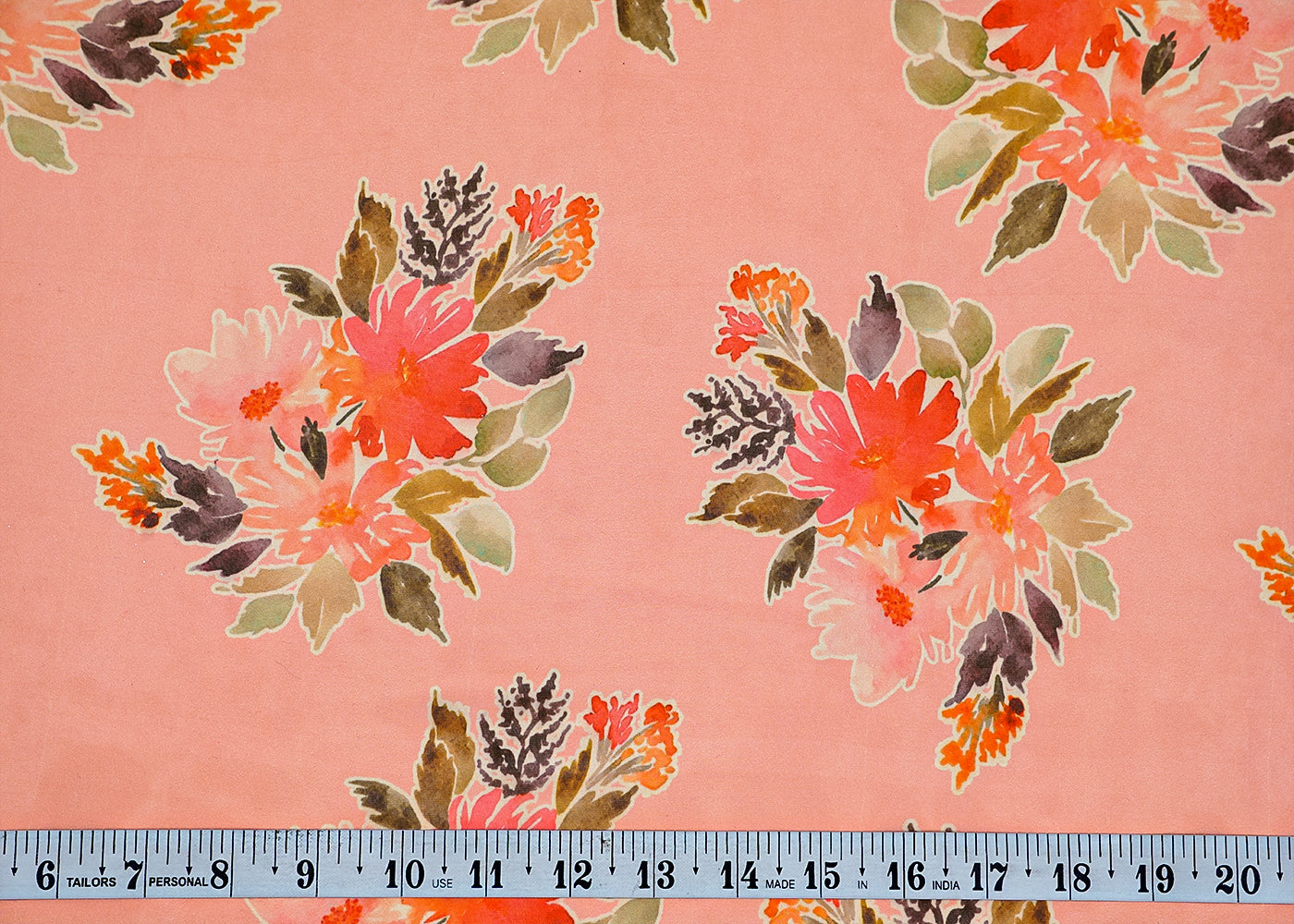 Light Pink Organza Fabric with All Over Floral Print 14782