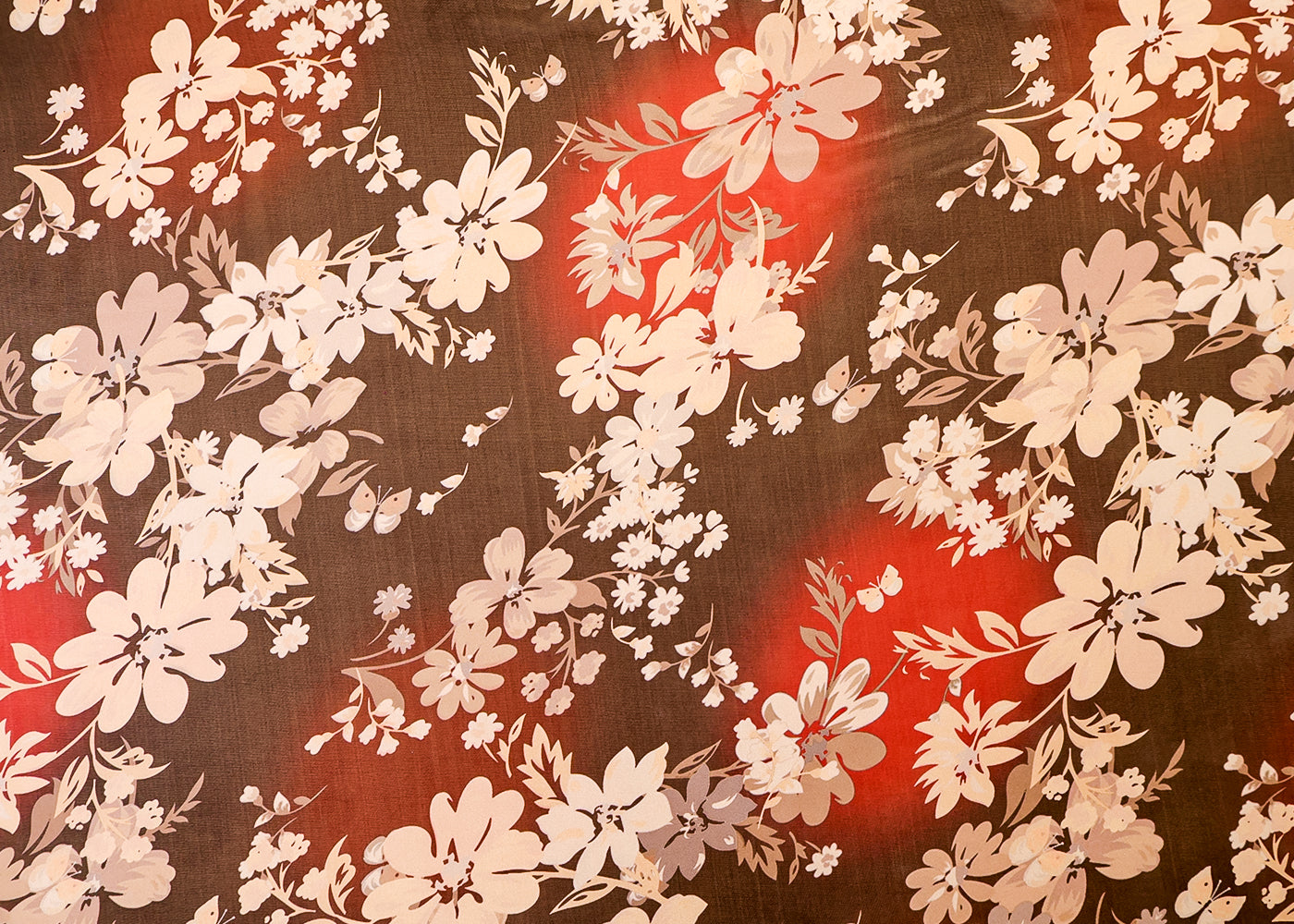 Warm Black Organza Fabric with All Over Floral Print 14785