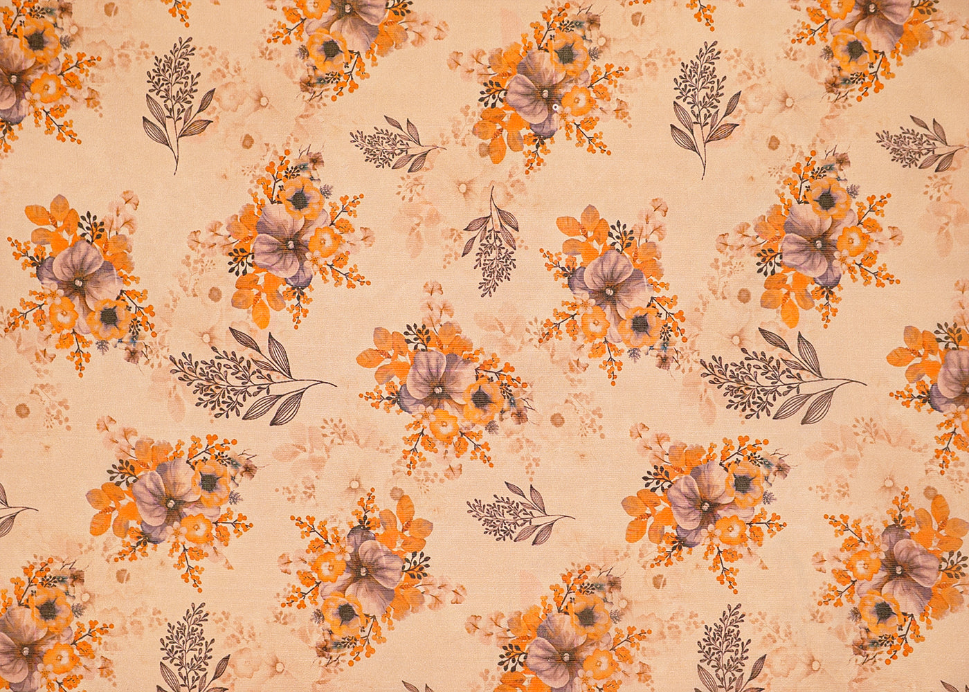 Cream Organza Fabric with All Over Floral Print 14786