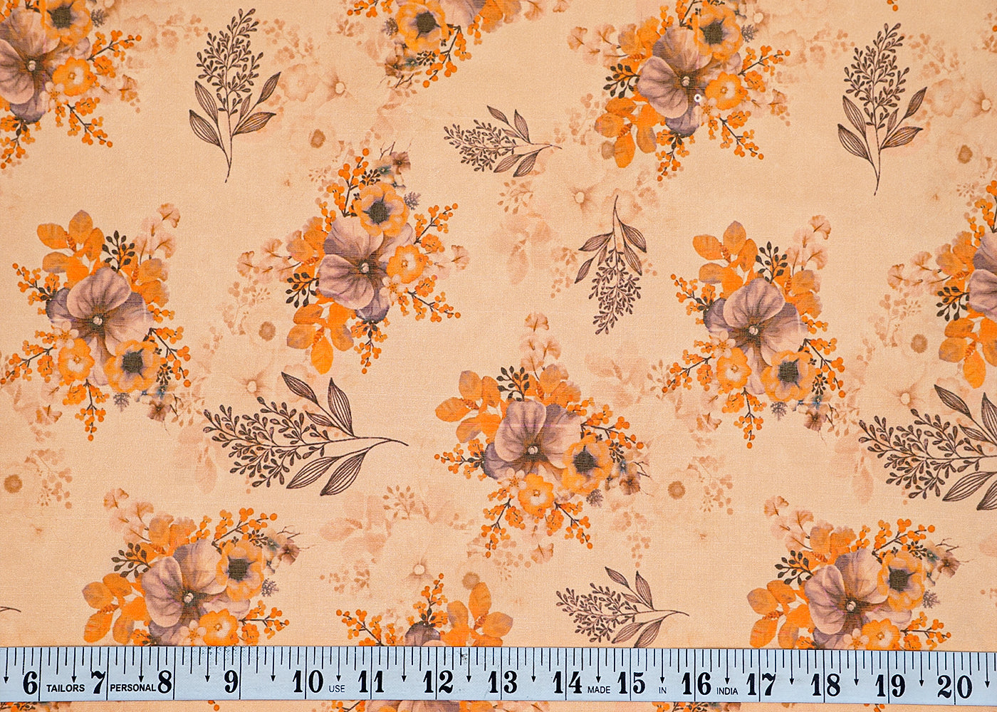 Cream Organza Fabric with All Over Floral Print 14786