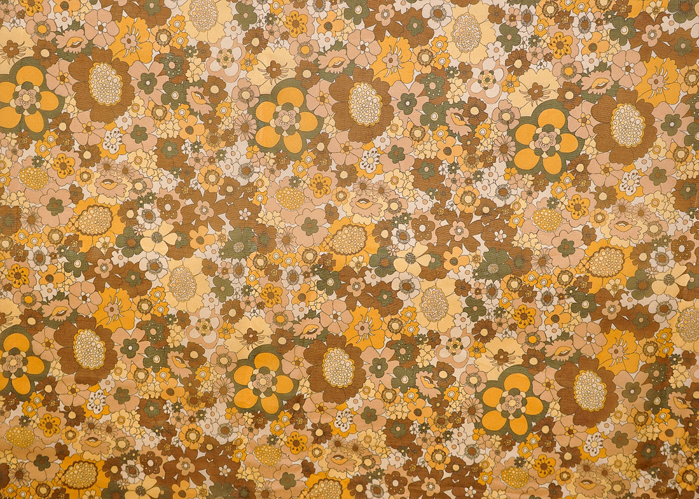 Mustard Organza Fabric with All Over Floral Print 14788