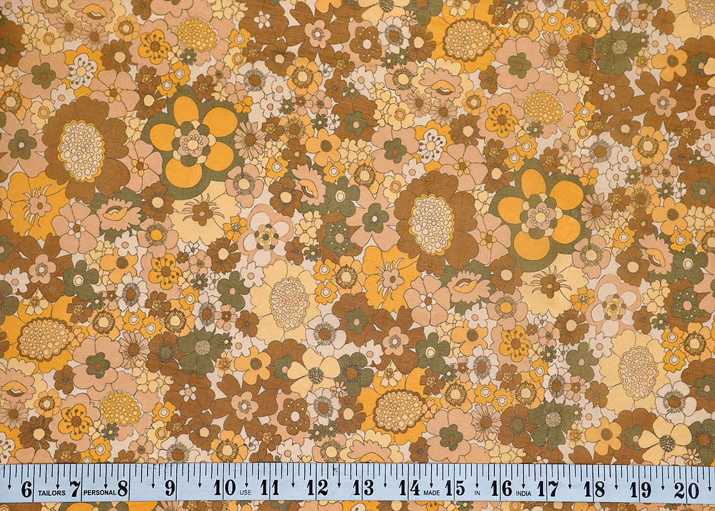 Mustard Organza Fabric with All Over Floral Print 14788