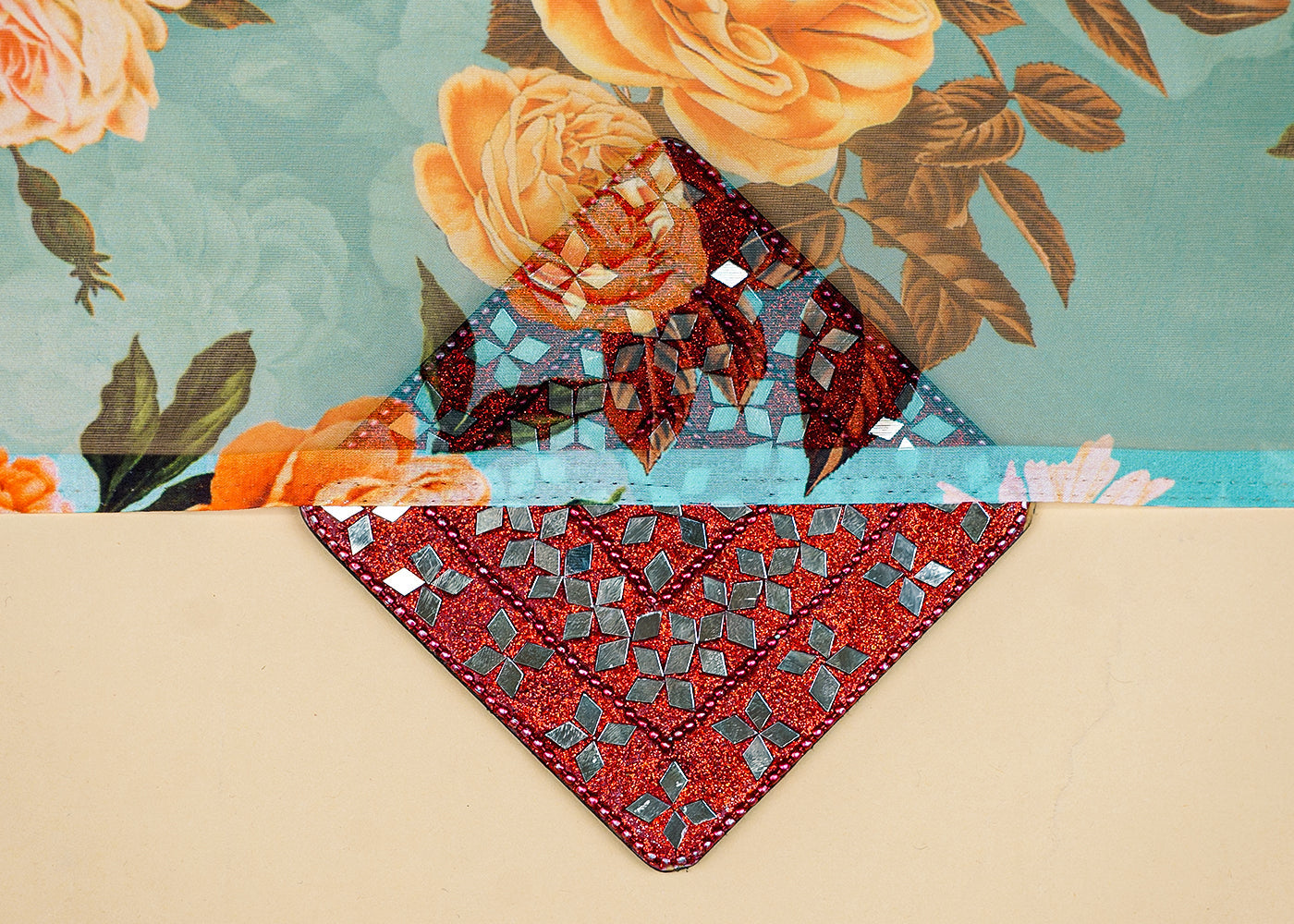 Green Organza Fabric with All Over Floral Print 14789