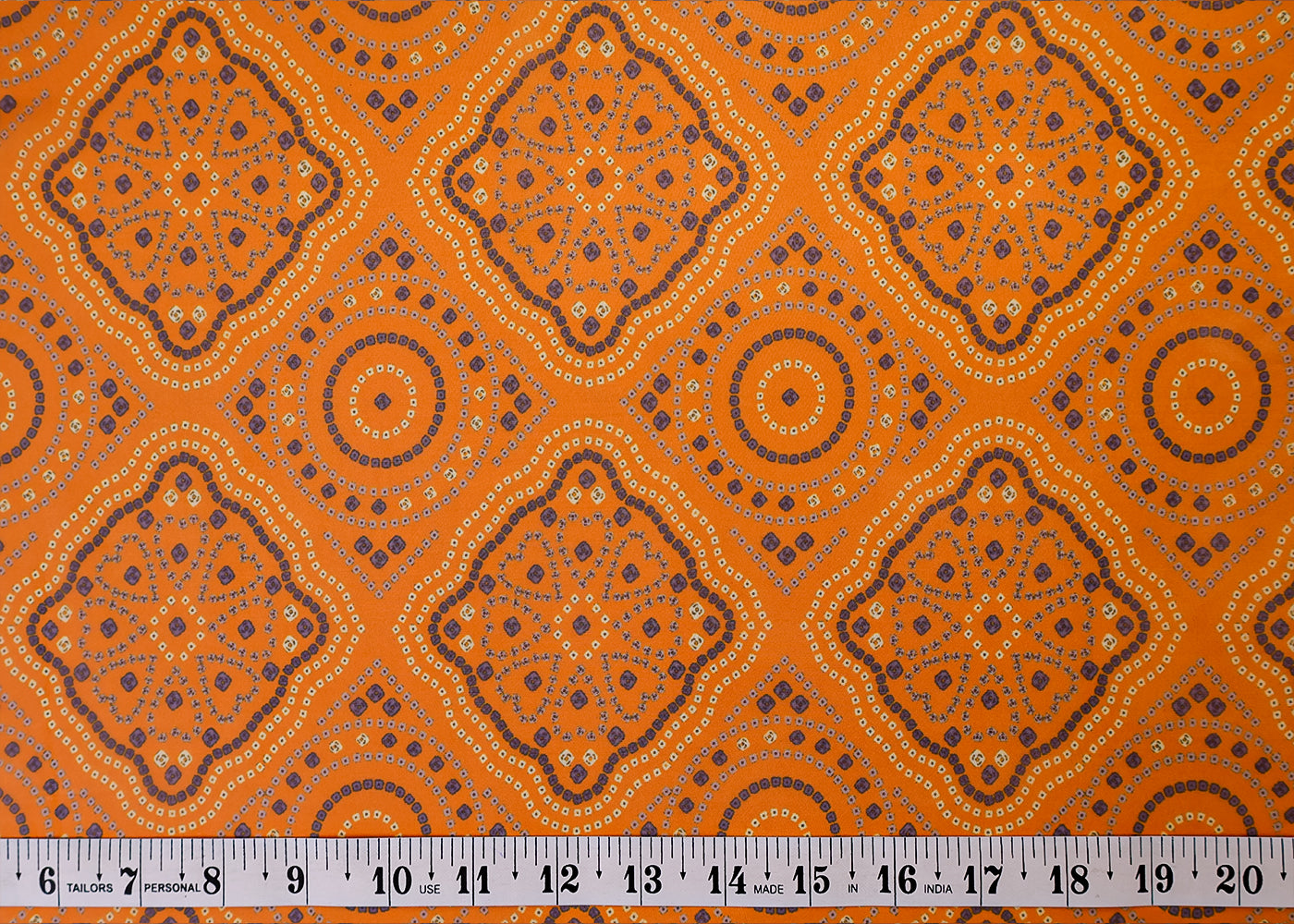 Mustard Organza Fabric with All Over Traditional Print 14795