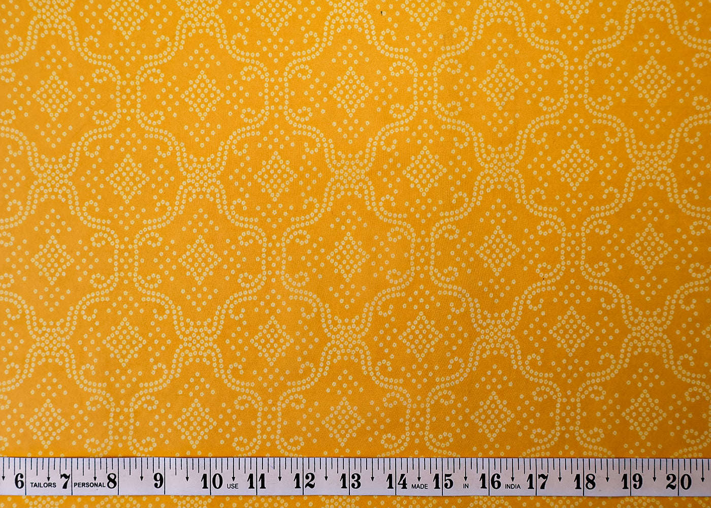 Mustard Organza Fabric with All Over Traditional Print 14797