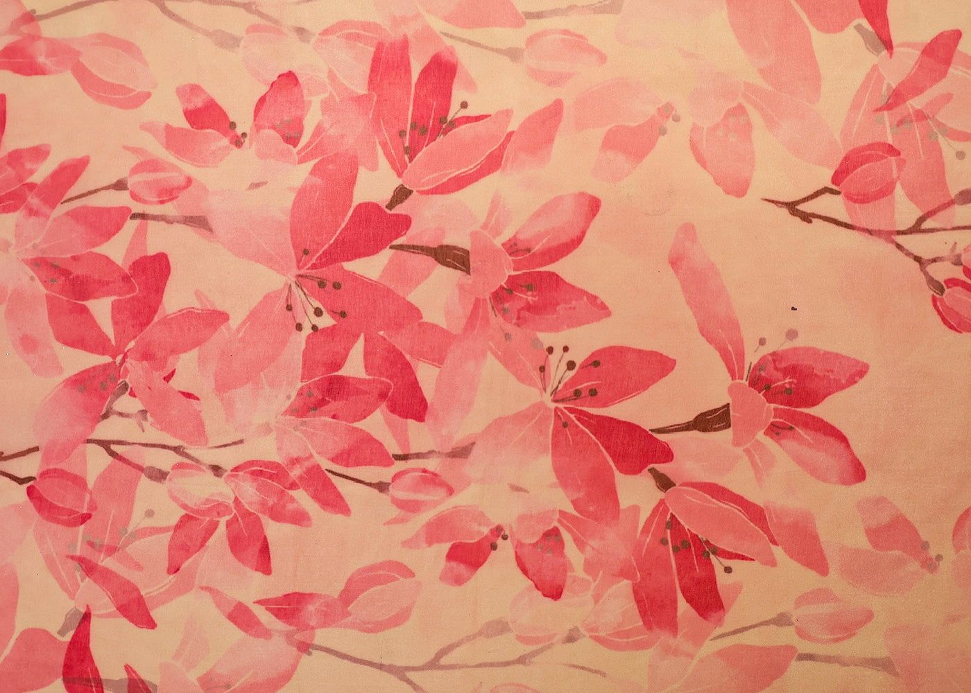 Off White Organza Fabric with All Over Floral Print 14800