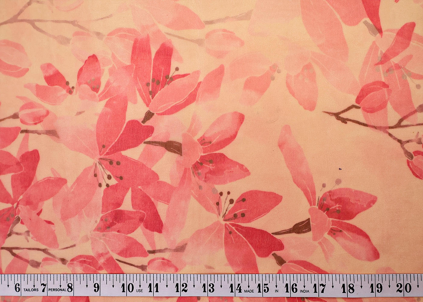 Off White Organza Fabric with All Over Floral Print 14800