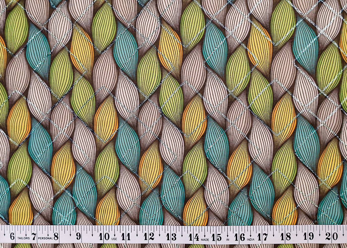 Multi- Colour Georgette Fabric with All Over Abstract Print and Gotta Patti Work 14839