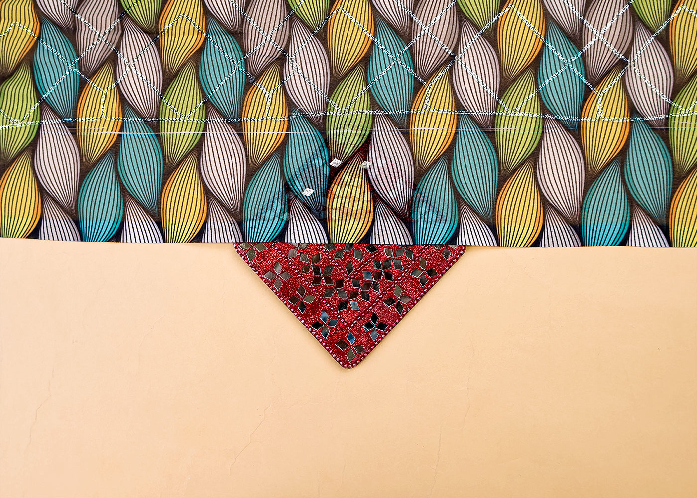 Multi- Colour Georgette Fabric with All Over Abstract Print and Gotta Patti Work 14839