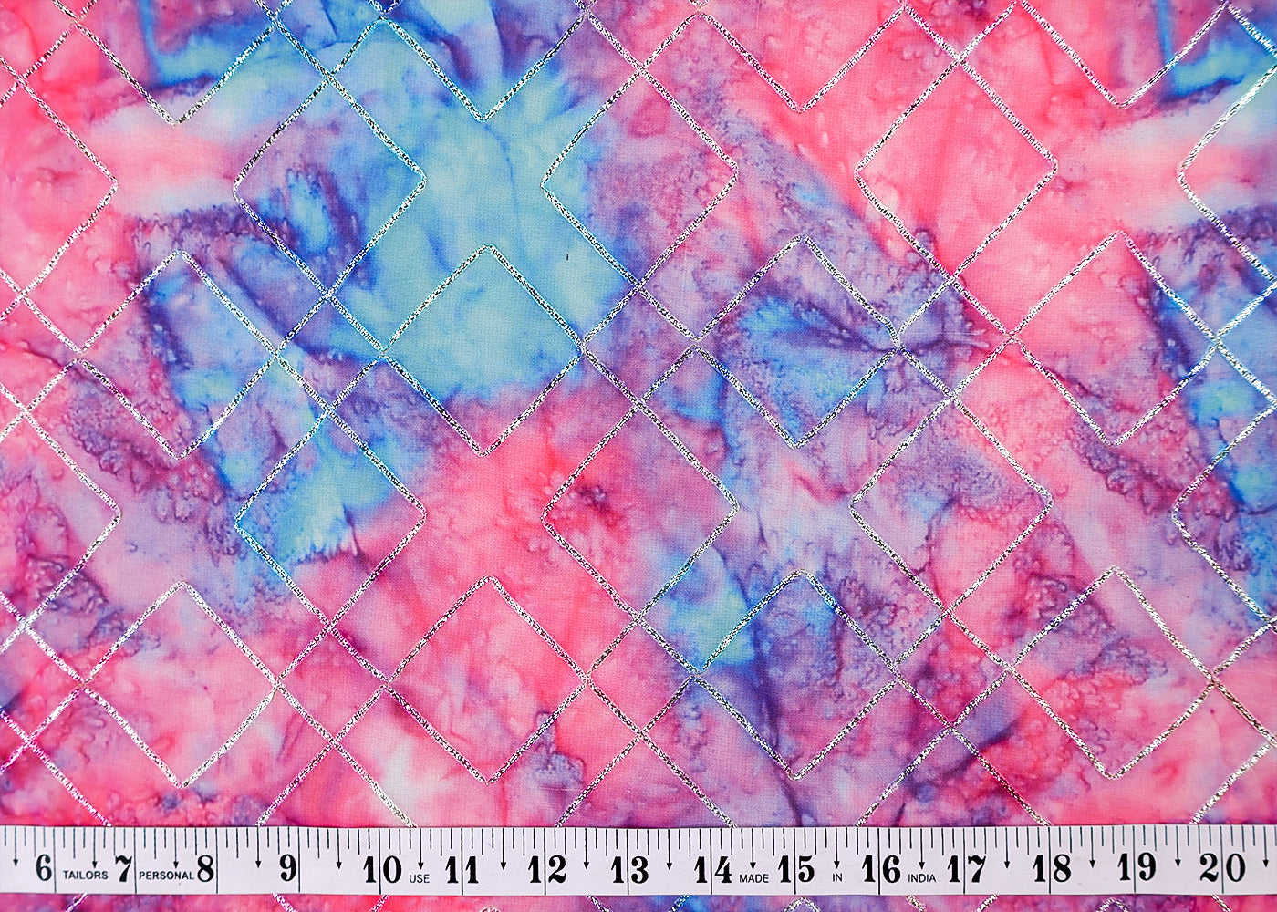 Multi- Colour Georgette Fabric with All Over Abstract Print and Gotta Patti Work 14841