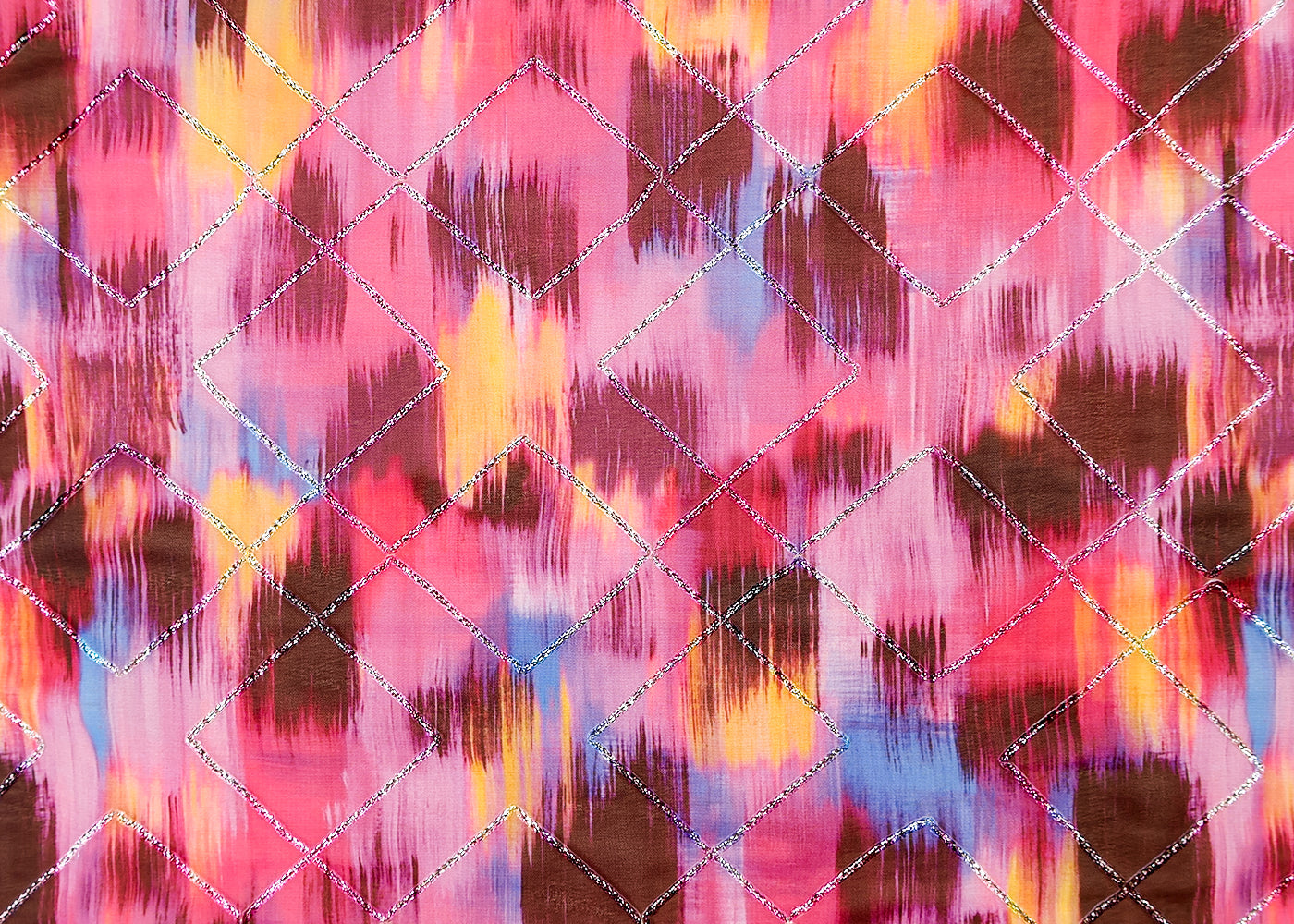 Multi- Colour Georgette Fabric with All Over Abstract Print and Gotta Patti Work 14842