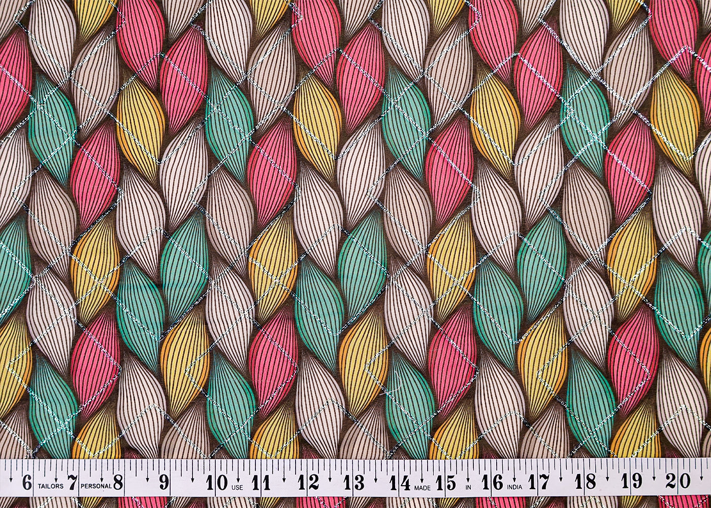 Multi- Colour Georgette Fabric with All Over Abstract Print and Gotta Patti Work 14843