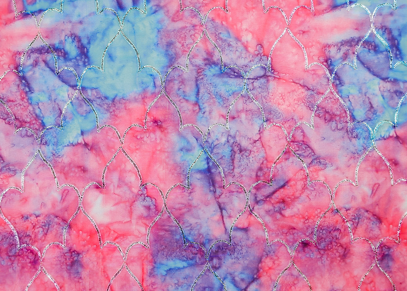 Multi- Colour Georgette Fabric with All Over Abstract Print and Gotta Patti Work 14844