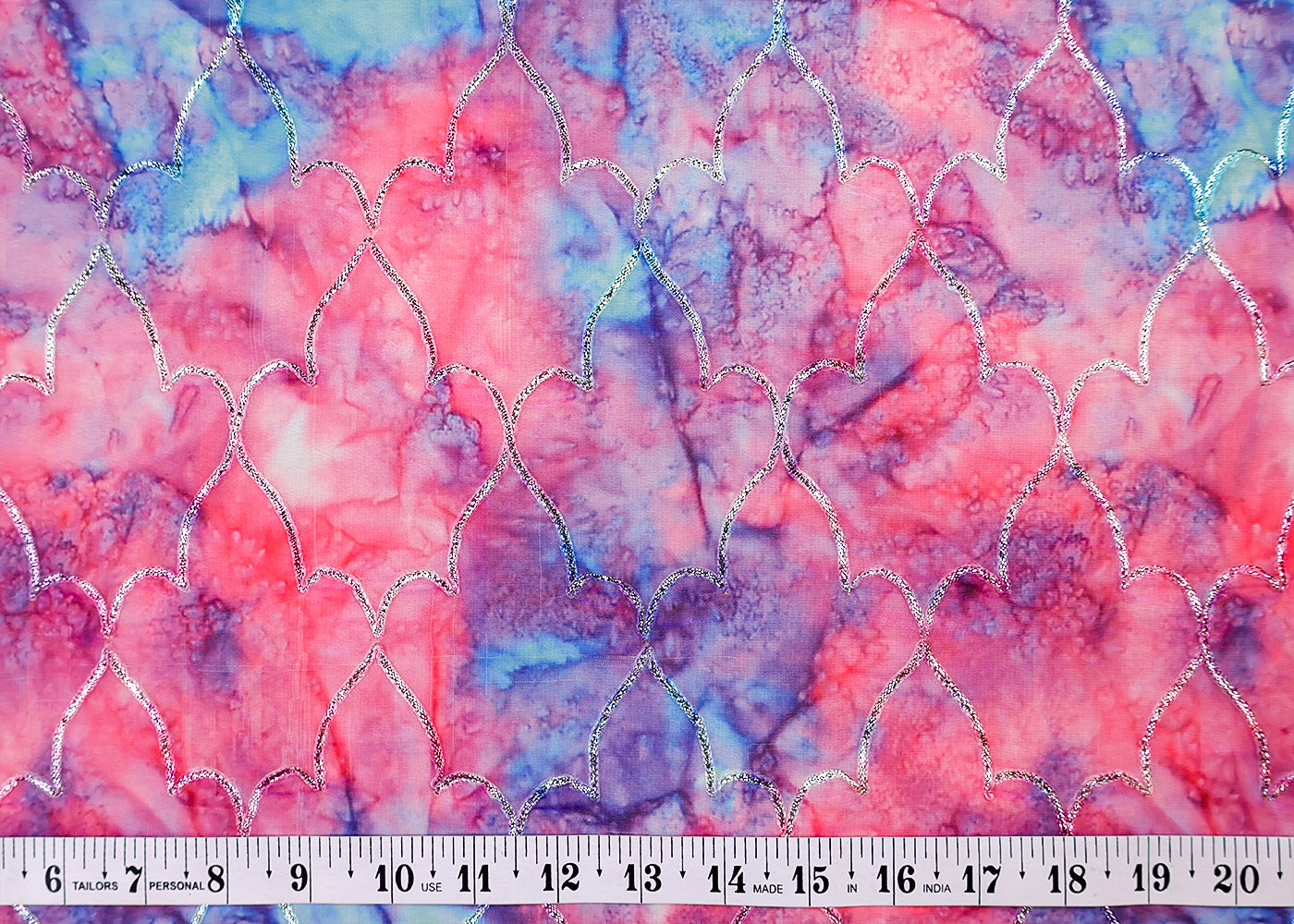 Multi- Colour Georgette Fabric with All Over Abstract Print and Gotta Patti Work 14844