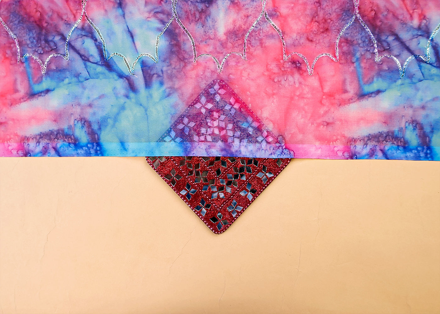 Multi- Colour Georgette Fabric with All Over Abstract Print and Gotta Patti Work 14844