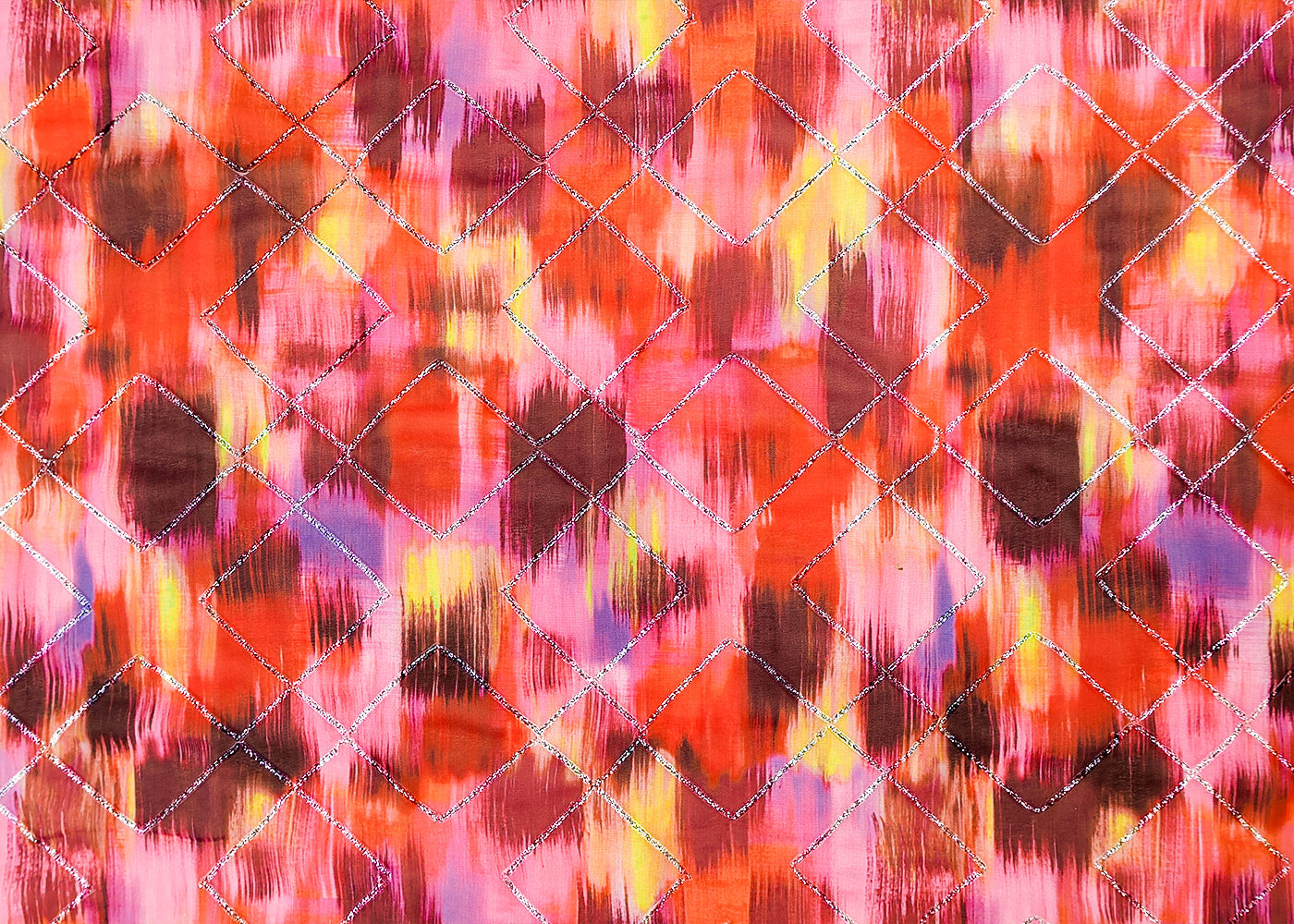 Multi- Colour Georgette Fabric with All Over Abstract Print and Gotta Patti Work 14845
