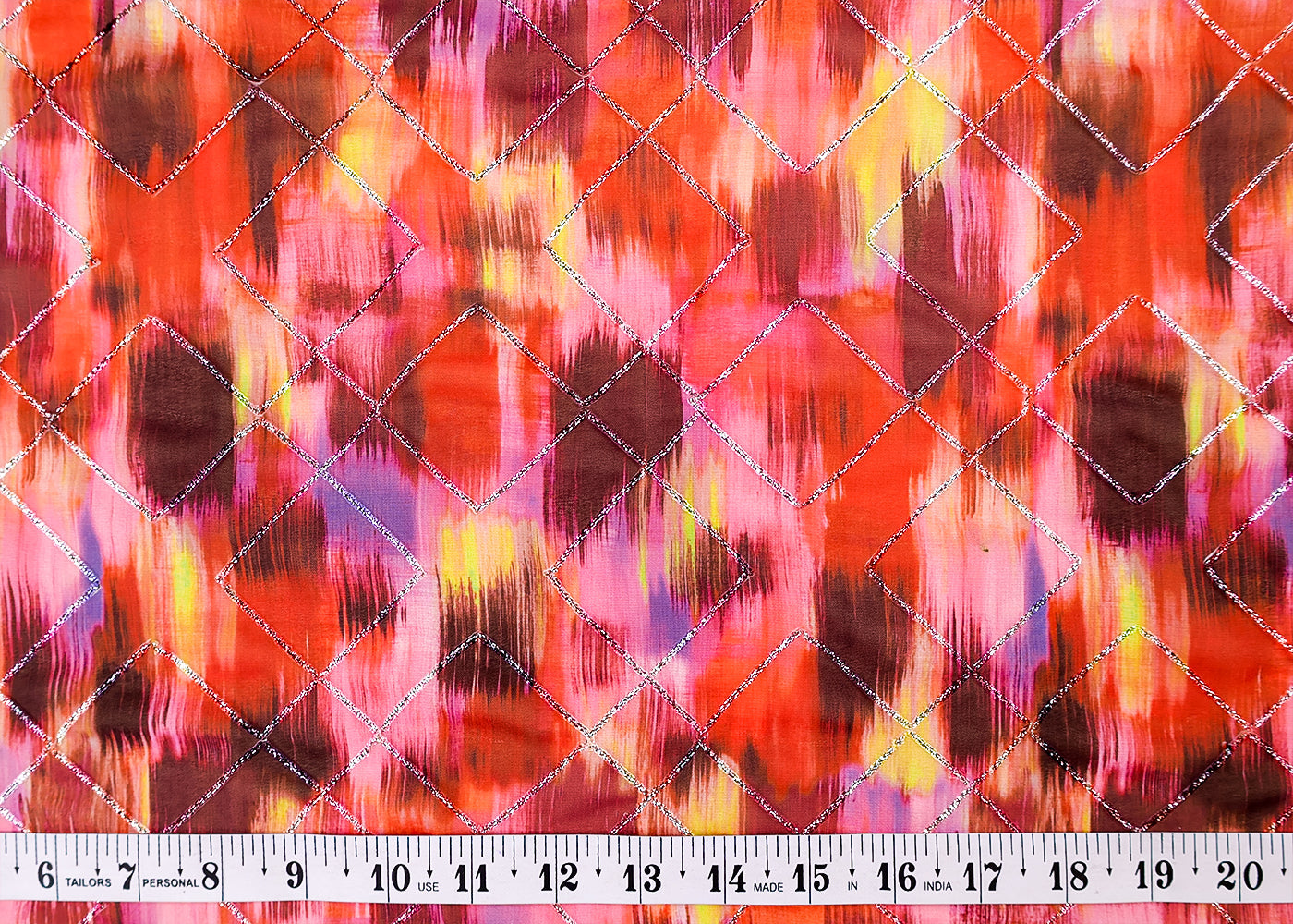 Multi- Colour Georgette Fabric with All Over Abstract Print and Gotta Patti Work 14845
