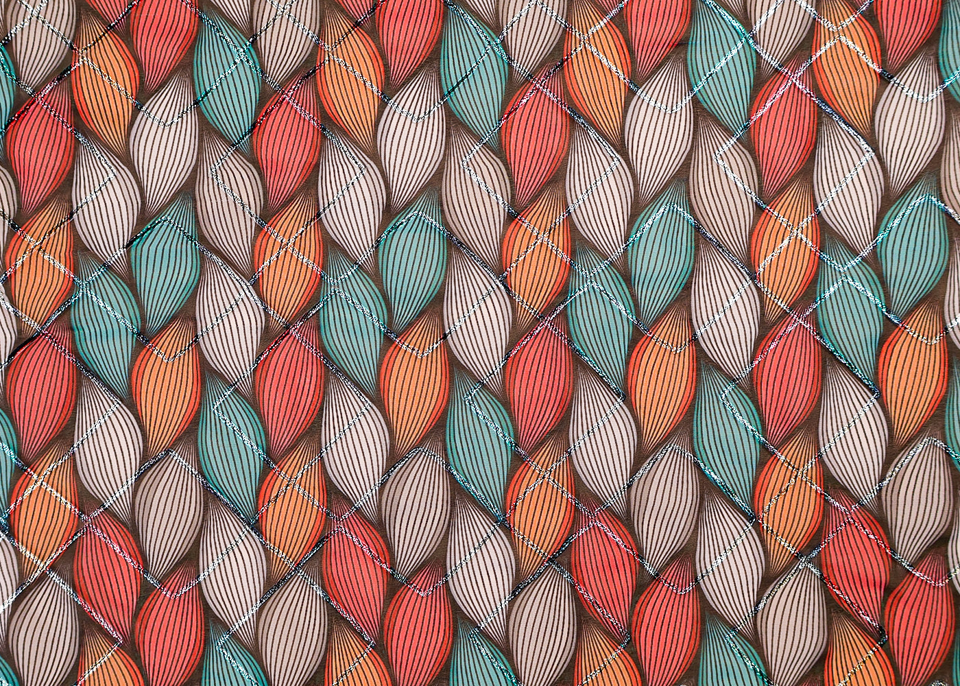 Multi- Colour Georgette Fabric with All Over Abstract Print and Gotta Patti Work 14846