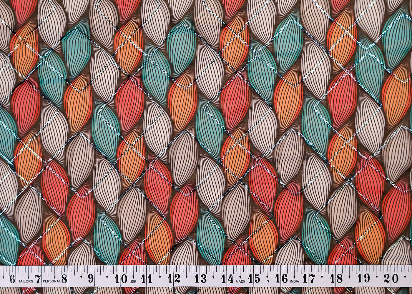 Multi- Colour Georgette Fabric with All Over Abstract Print and Gotta Patti Work 14846