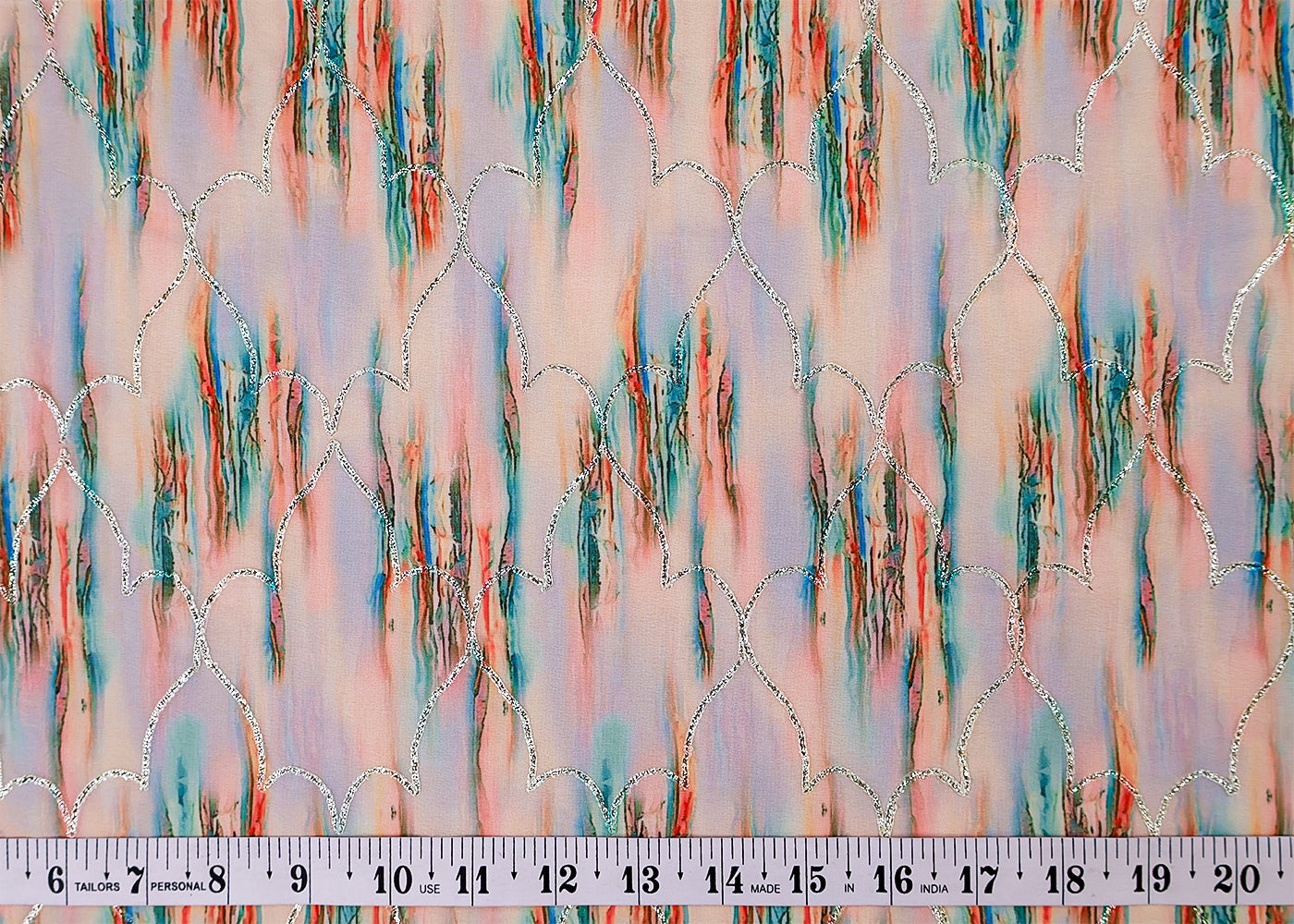 Multi- Colour Georgette Fabric with All Over Abstract Print and Gotta Patti Work 14847