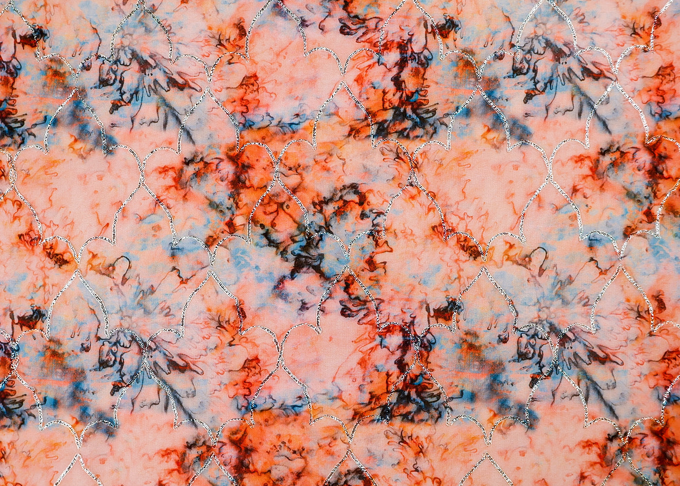 Multi- Colour Georgette Fabric with All Over Abstract Print and Gotta Patti Work 14848