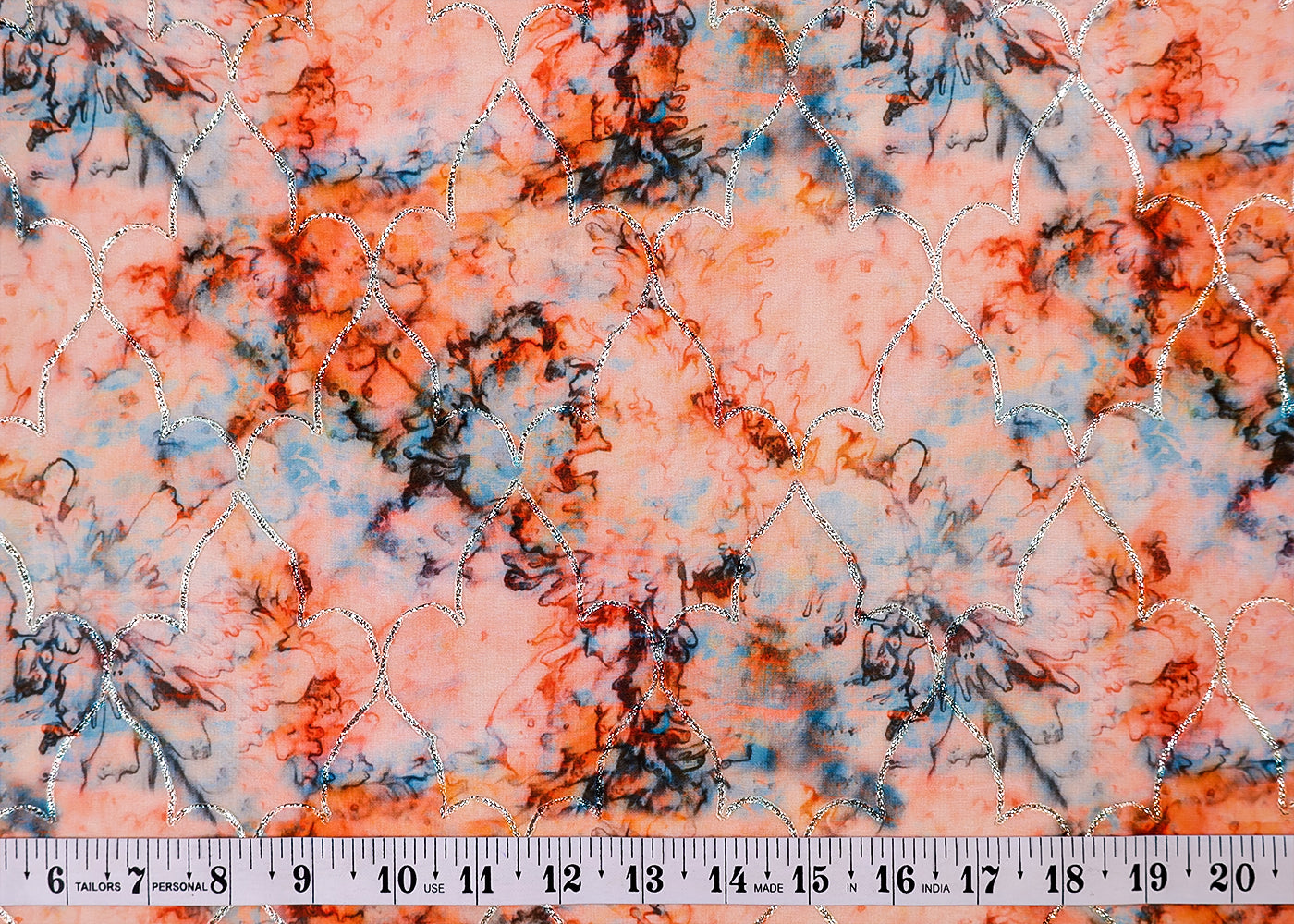 Multi- Colour Georgette Fabric with All Over Abstract Print and Gotta Patti Work 14848