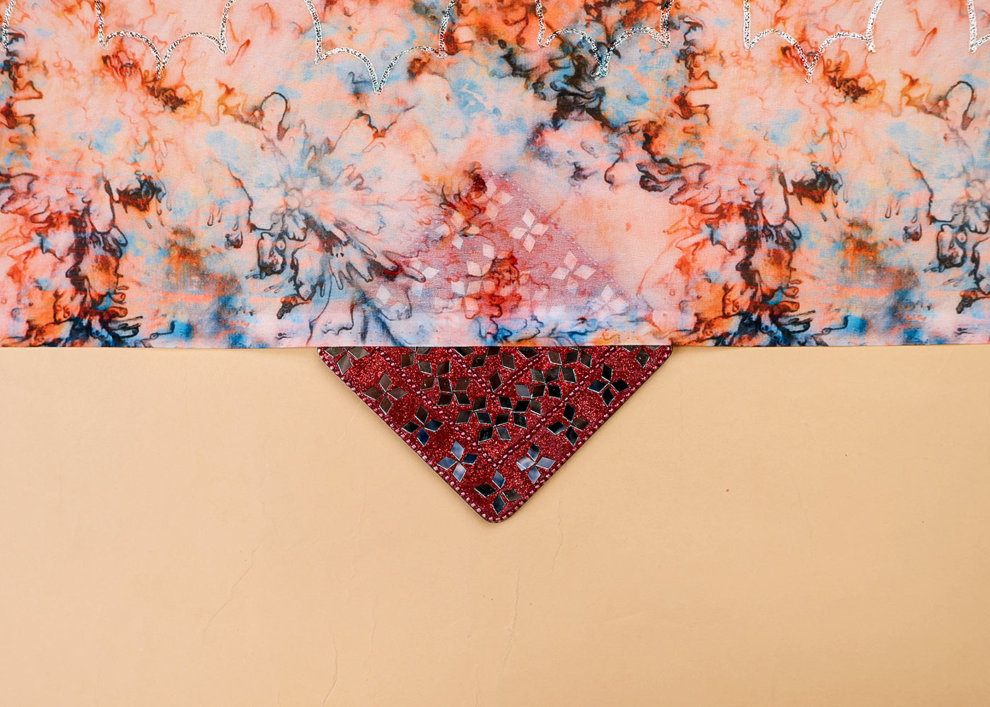 Multi- Colour Georgette Fabric with All Over Abstract Print and Gotta Patti Work 14848