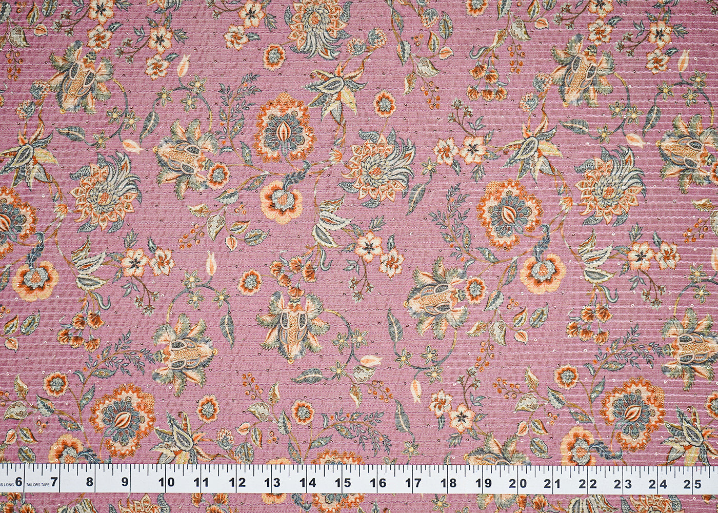 Mauve Chinon Chiffon Fabric With All Over Floral Print 14879