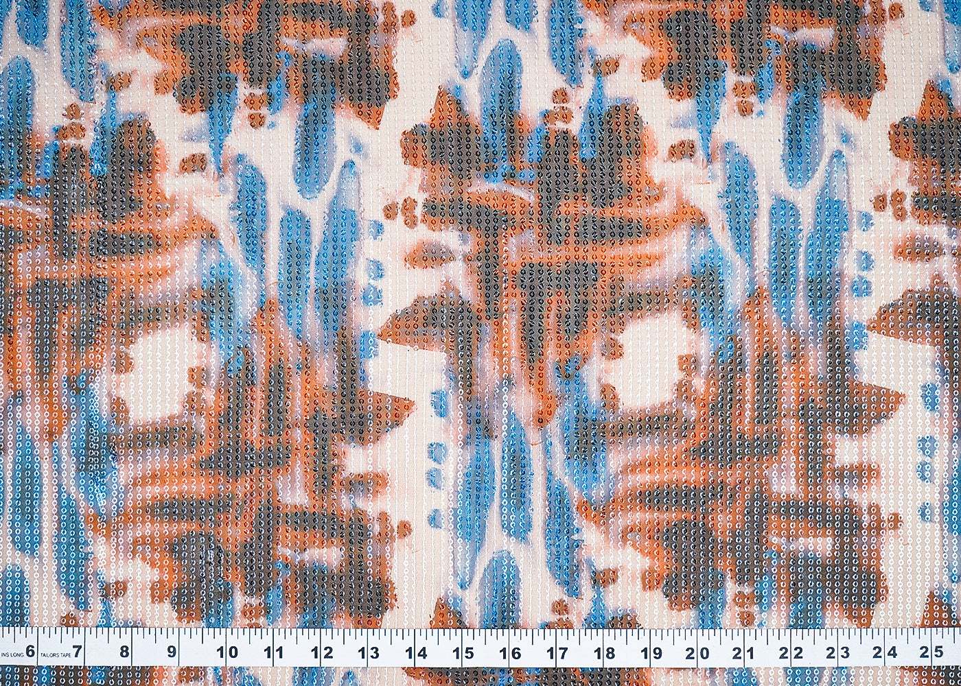 Multi Colour Georgette Fabric With All Over Abstract Print 14902