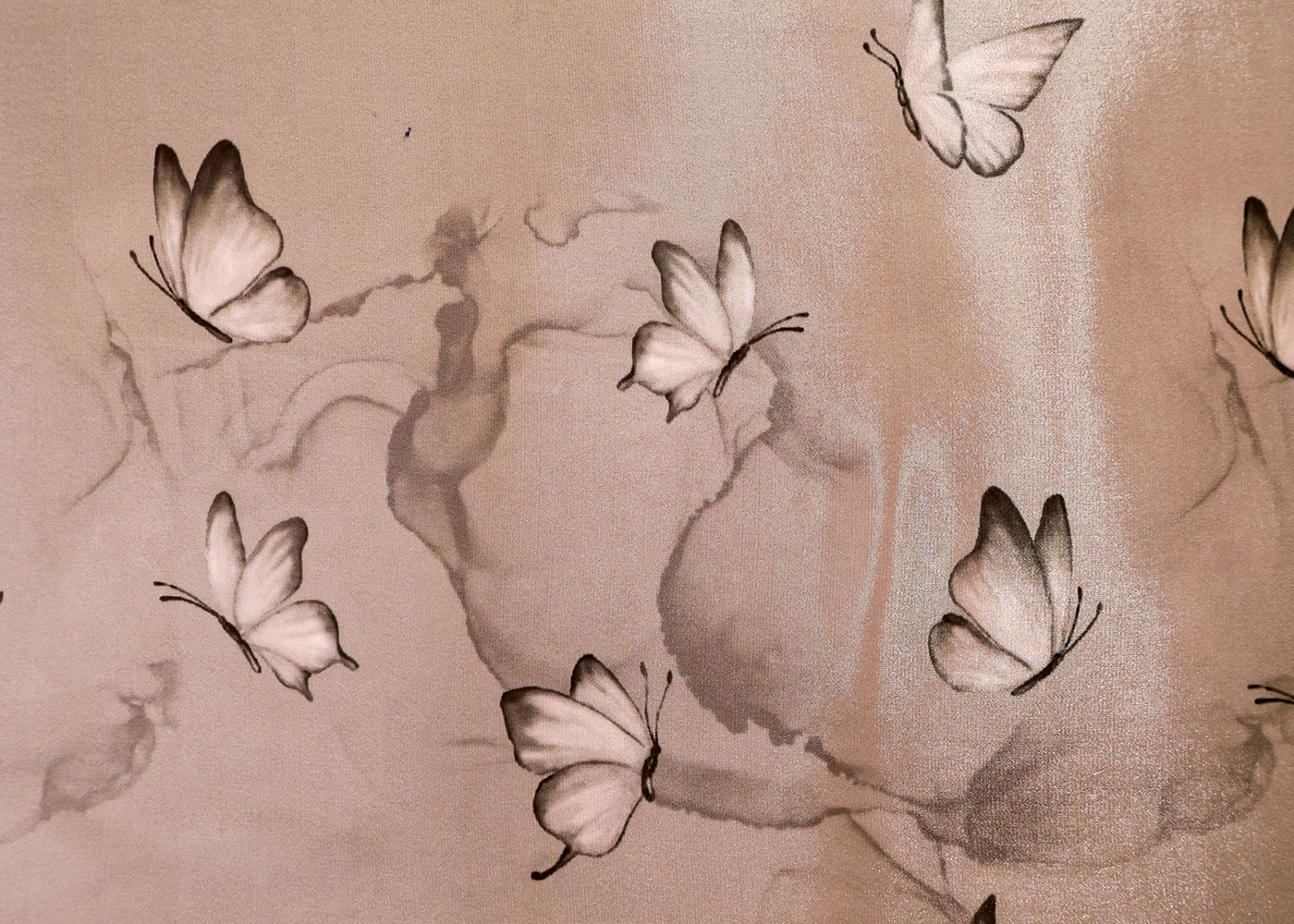 Grey Satin Organza Fabric with All Over Abstract Print 14905