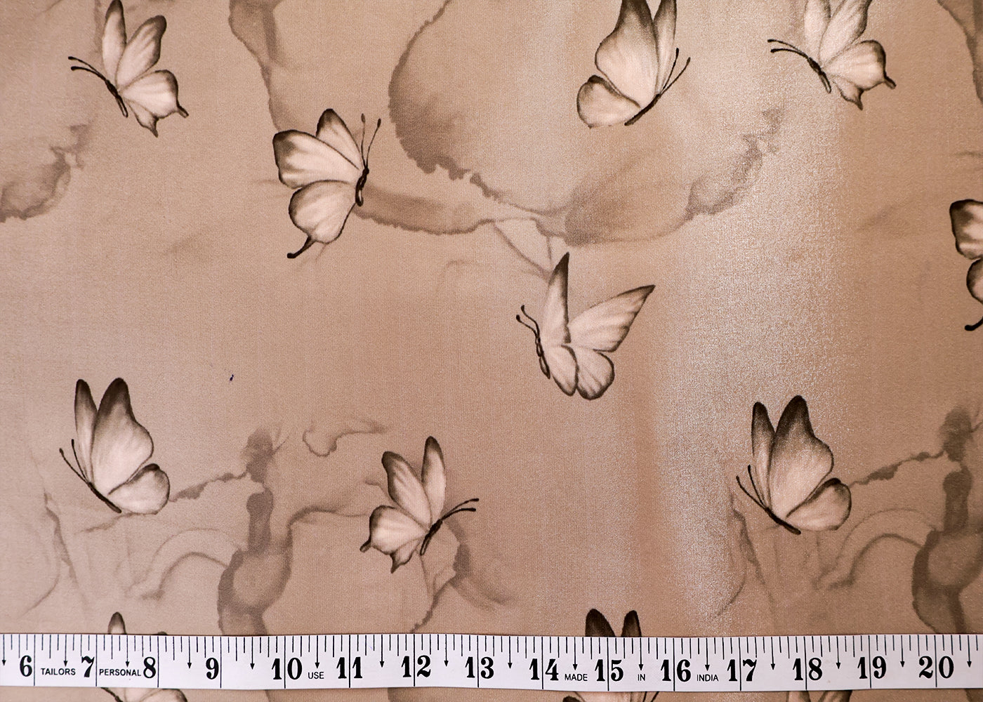 Grey Satin Organza Fabric with All Over Abstract Print 14905