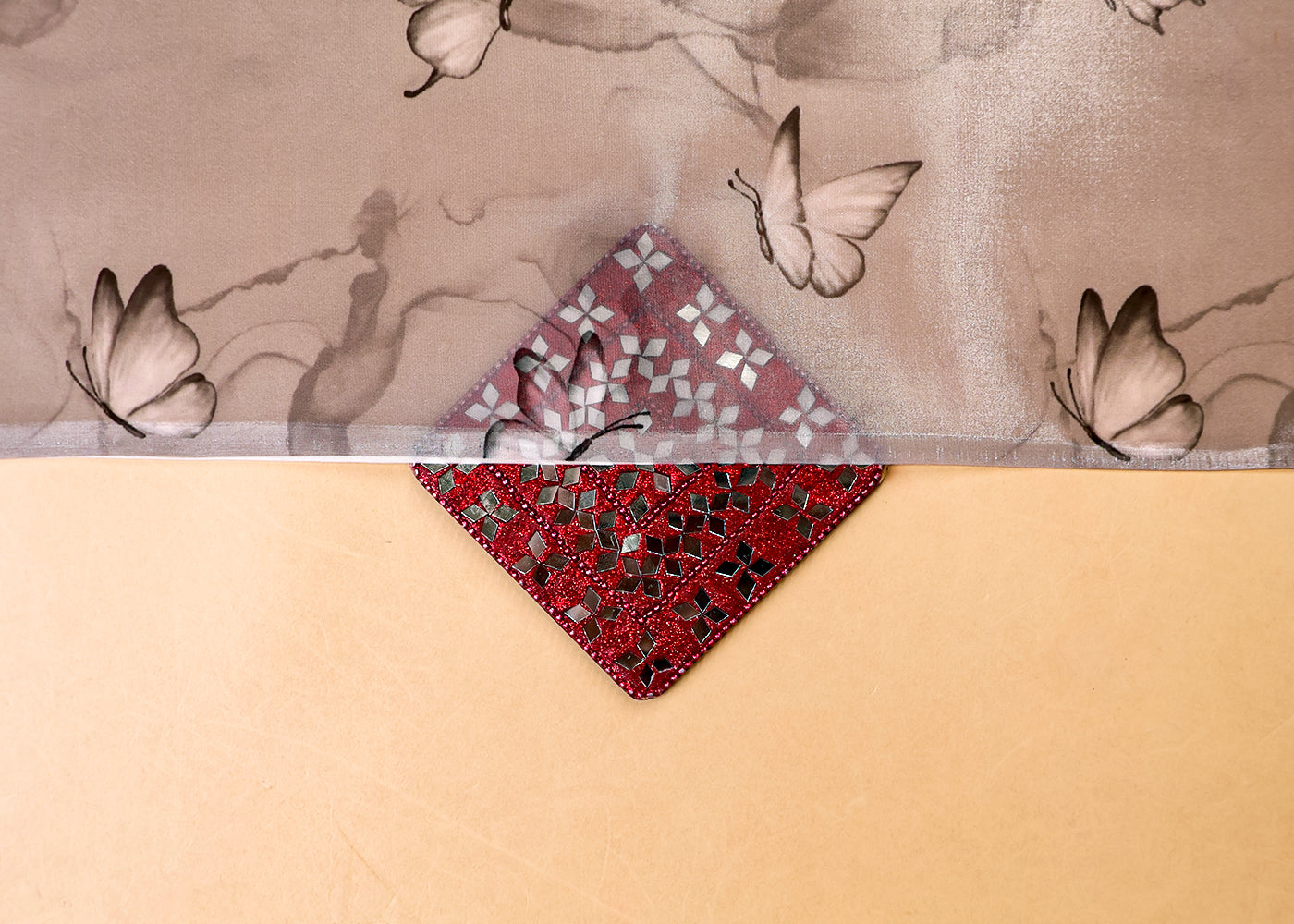 Grey Satin Organza Fabric with All Over Abstract Print 14905