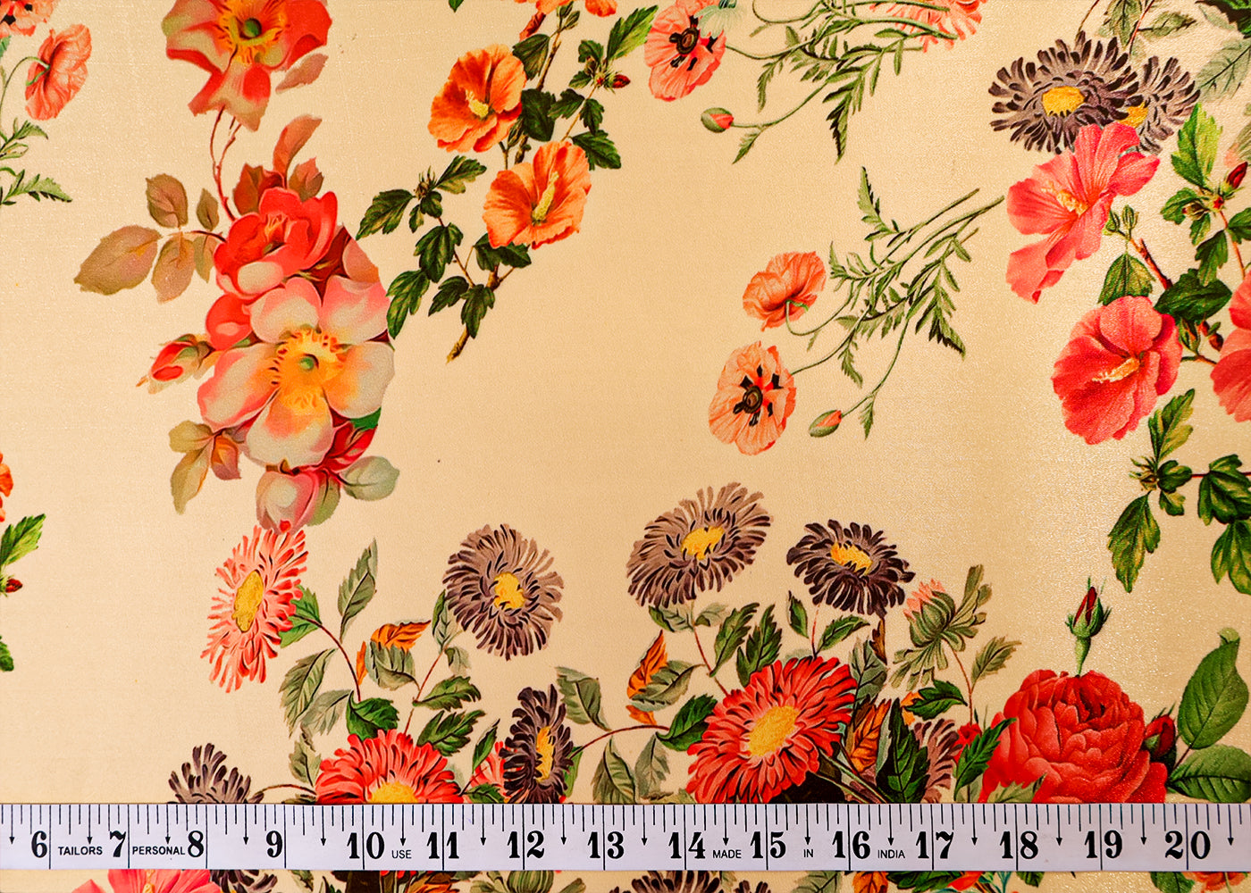 Cream Satin Organza Fabric with All Over Floral Print 14906