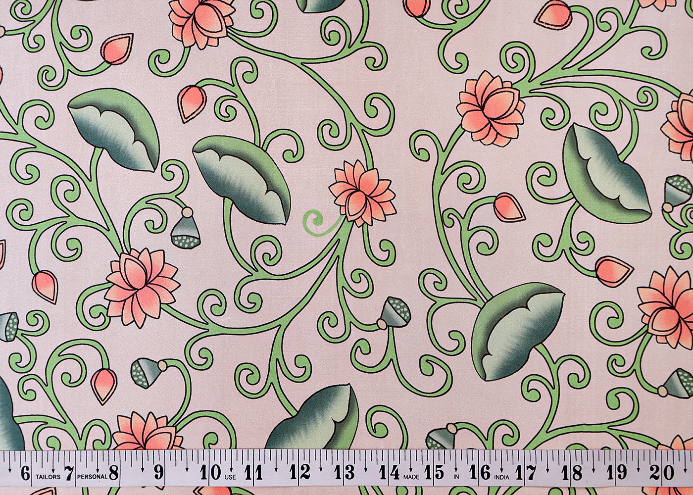 Light Grey Satin Organza Fabric with All Over Traditional Pattern 14907