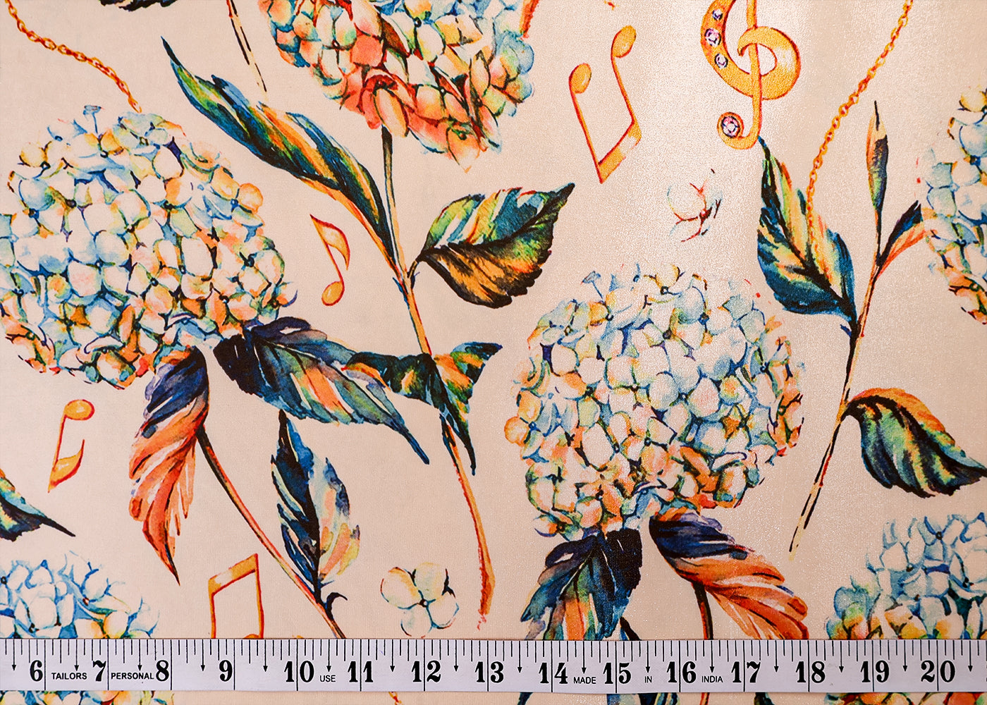 White Satin Organza Fabric with All Over Abstract Print 14911