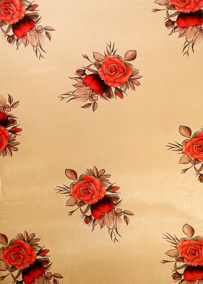 Cream Satin Organza Fabric with All Over Floral Print 14912