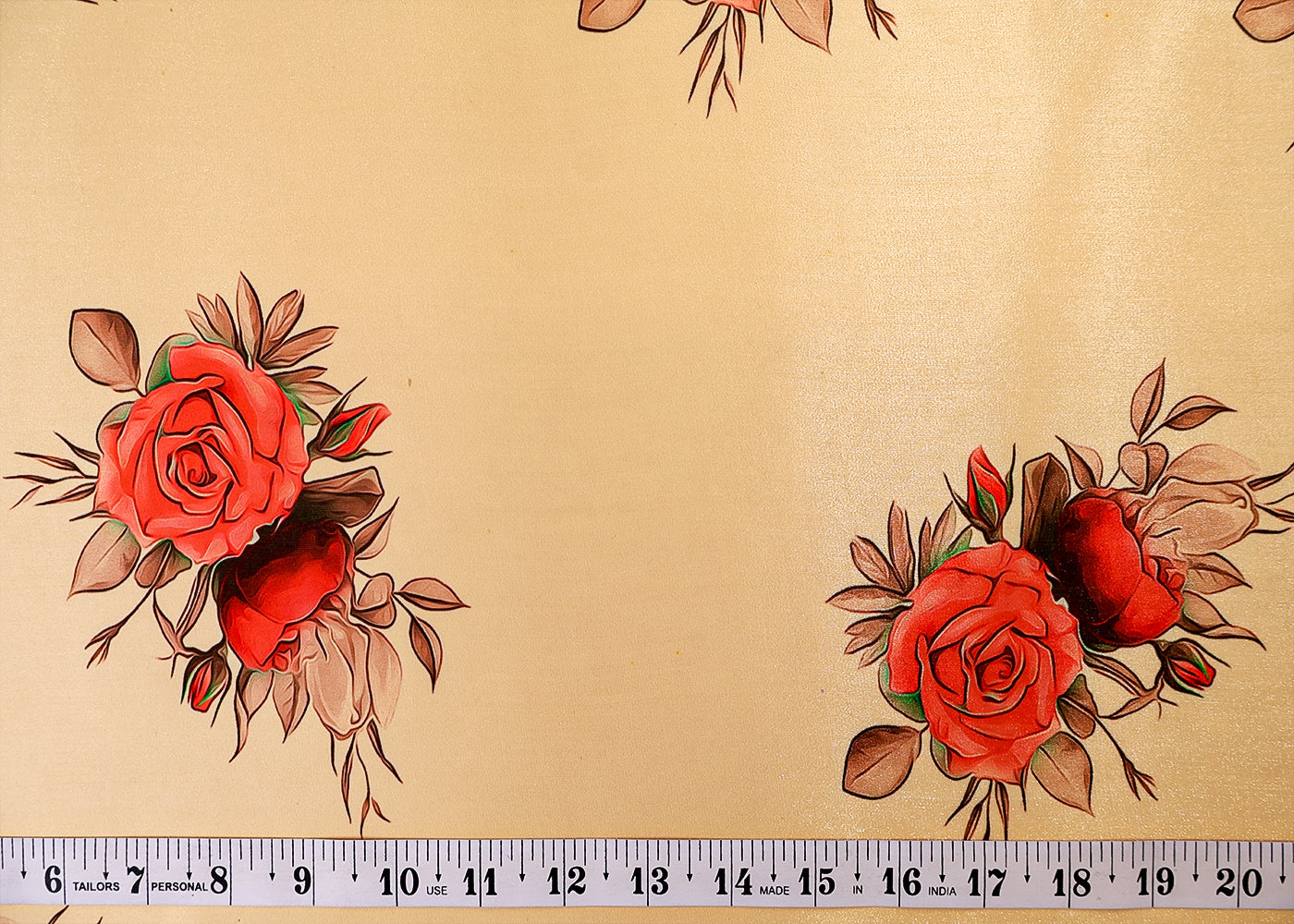 Cream Satin Organza Fabric with All Over Floral Print 14912