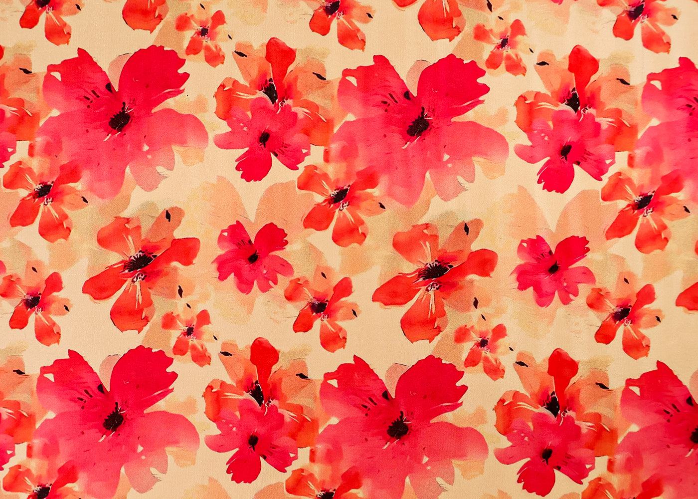 Cream Satin Organza Fabric with All Over Floral Pattern 14920