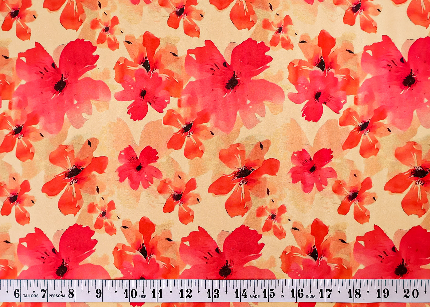 Cream Satin Organza Fabric with All Over Floral Pattern 14920