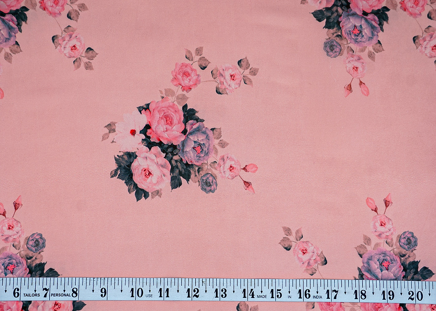Onion Satin Organza Fabric with All Over Floral Print 14928