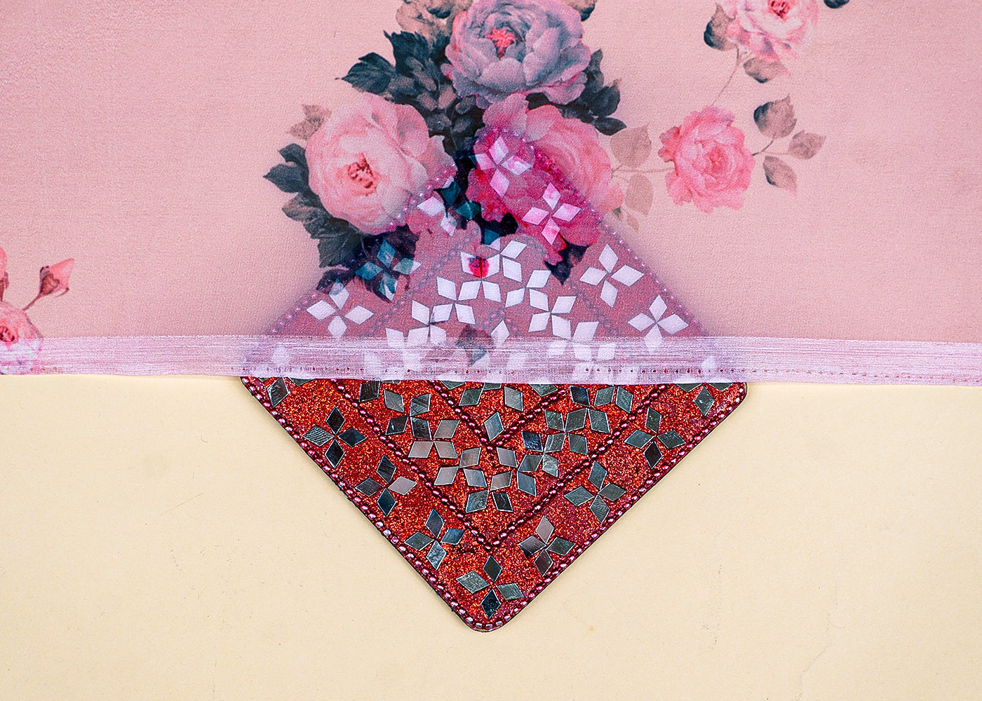 Onion Satin Organza Fabric with All Over Floral Print 14928