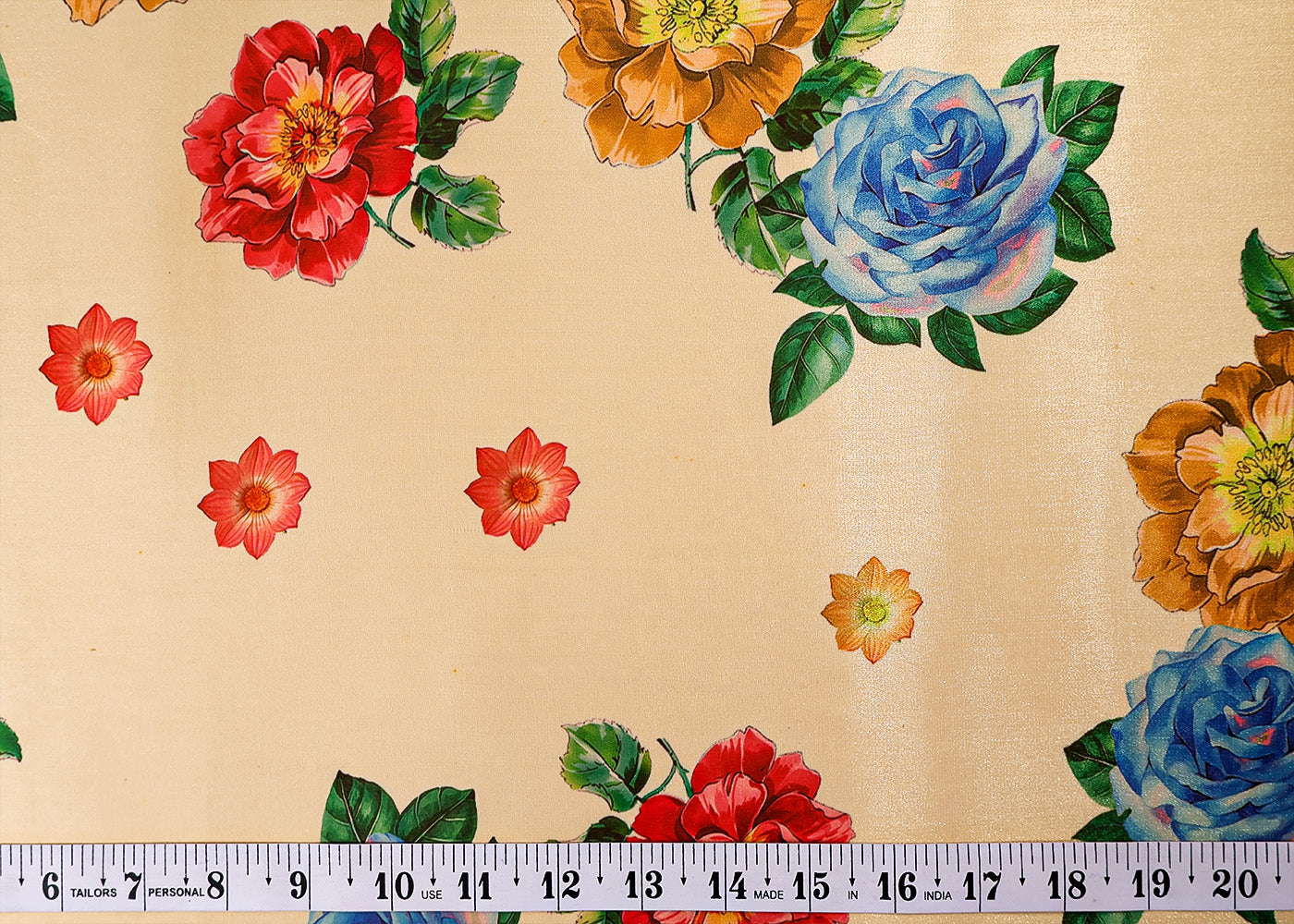 Cream Satin Organza Fabric with All Over Floral Print 14930